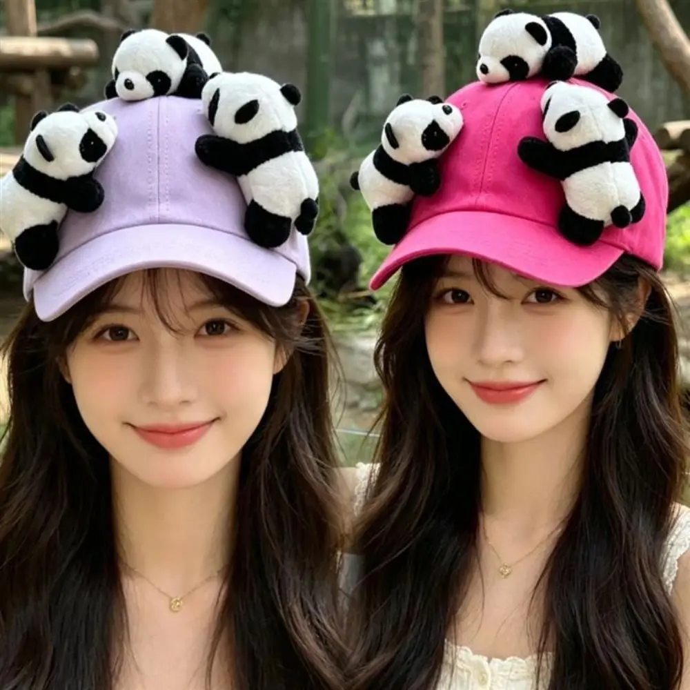 New Panda Baseball Cap Cotton Adjustable Animal Decor Cap Sun Protection Breathable Sun Hat For Women