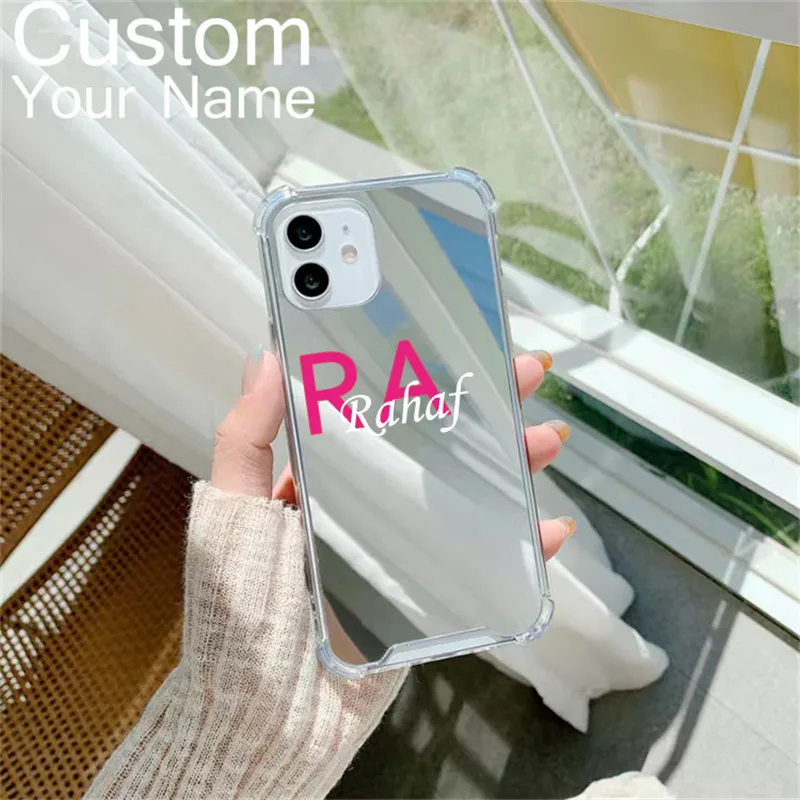 Personalisa Mirror case Monogram Initial Name Case for for iPhone 13 12 11 Pro Max 7 8 6 Plus X XR XS Max Cover Shockproof Cases