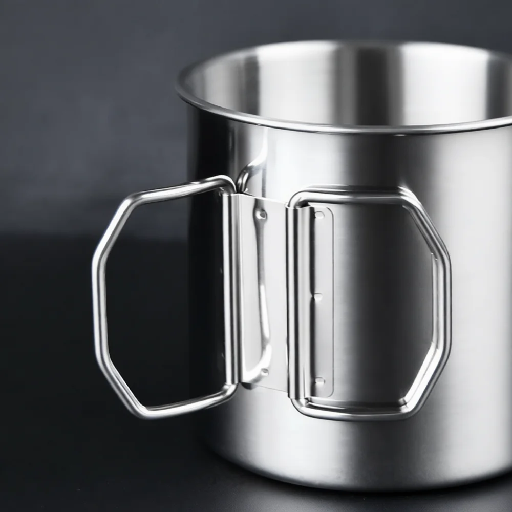 Outdoor Mountaineering Mug 304 Stainless Steel Folding Cup Portable Camping Drinkware Lightweight Gear Picnic Water Tool
