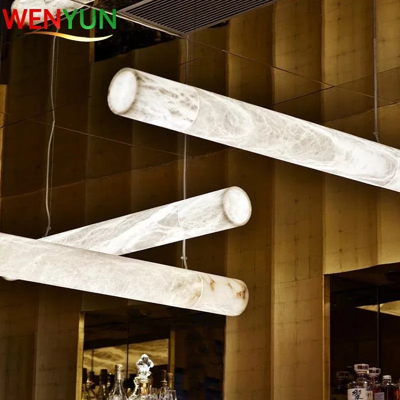2026 Modern Marble Pendant Lights Linear Kitchen Island Decor Lamp for Dining Room Table Bar Cafe Marble Ceiling Hanging Light