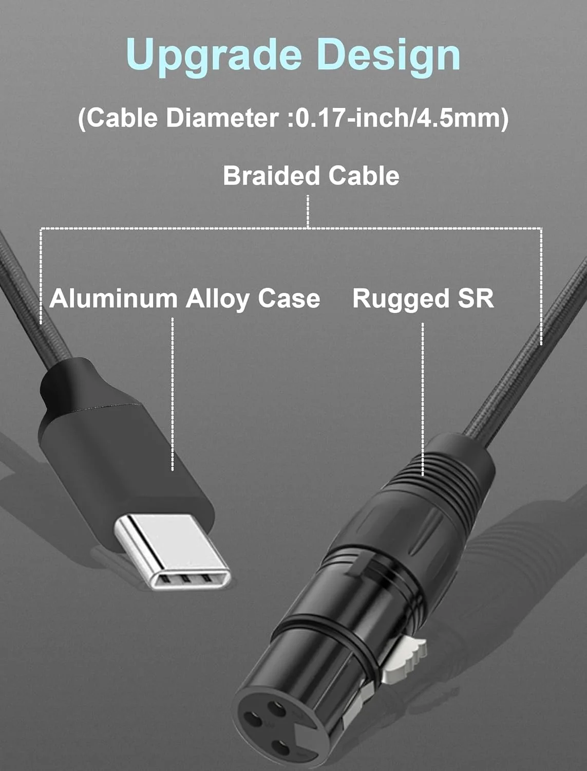 1/2/3m Microphone Audio Cable Cord XLR to USB C Dynamic Microphone Cable 3 Pin XLR Female Type C Connector Cables for SM58 Mic