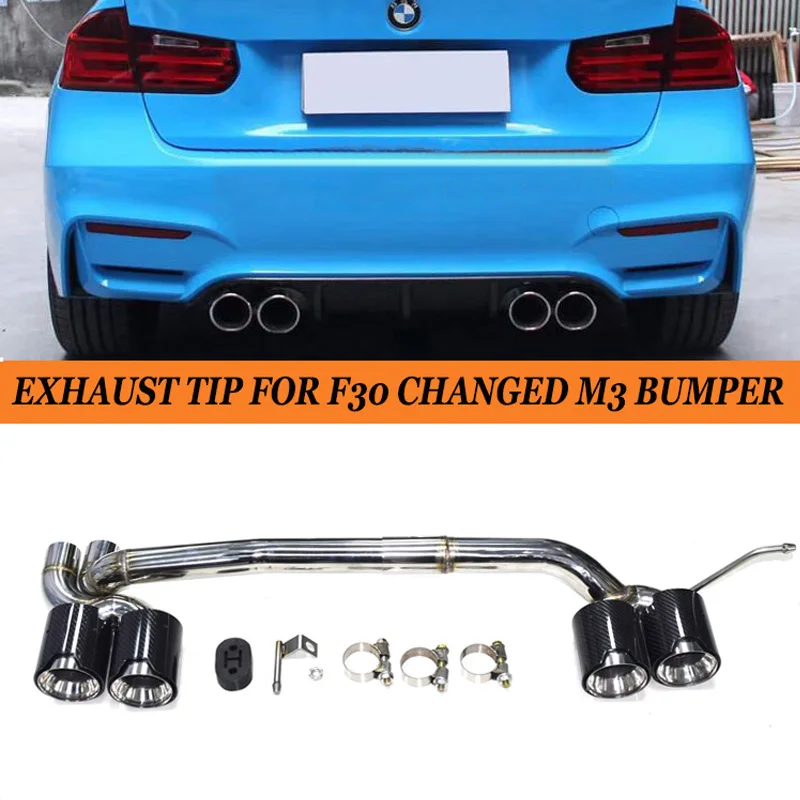 Dual Exhaust Tip For BMW F30 F31 320i 330i 328i 2017-2019 UP M3 Look Quad Tailpipe Muffler Tip Nozzle Exhaust System Tips