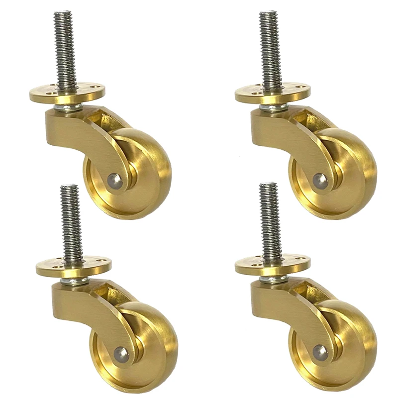 

New 4PCS Solid Brass Casters Wheels Table Chair Sofa Couch Bar Piano Universal Furniture Rollers 360° Swivel Furniture Castors