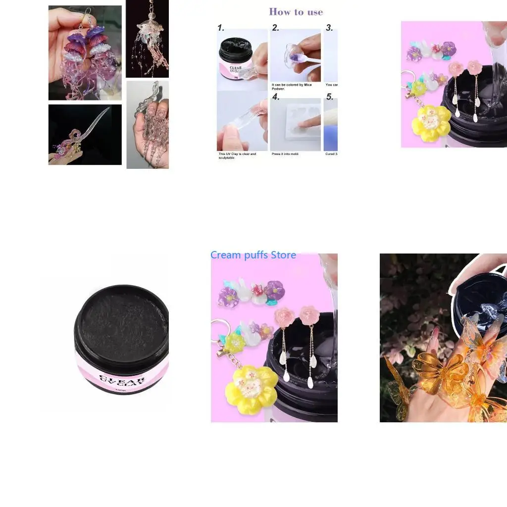 

50LE Clay UV Gel Clear DIP Resin Manicure Molding 3D Model Kneading
