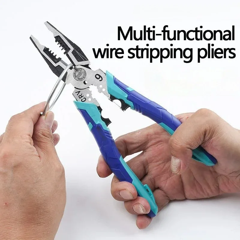 

Multifunctional Pliers Industrial Grade CR-V Steel Wire Stripper Crimper Cutter Less Effort for Home DIY