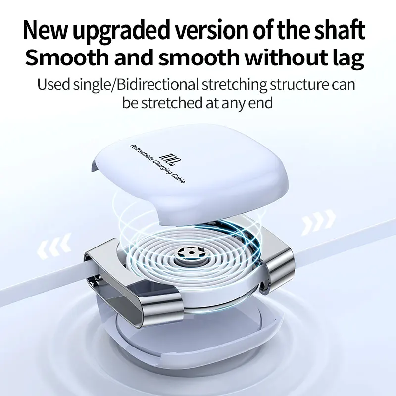 كابل USB C إلى USB C 100 وات، سلك شاحن محمول قابل للسحب، سلك شحن سريع من النوع C لهاتف iPhone 17/16، سلسلة Samsung Galaxy S21