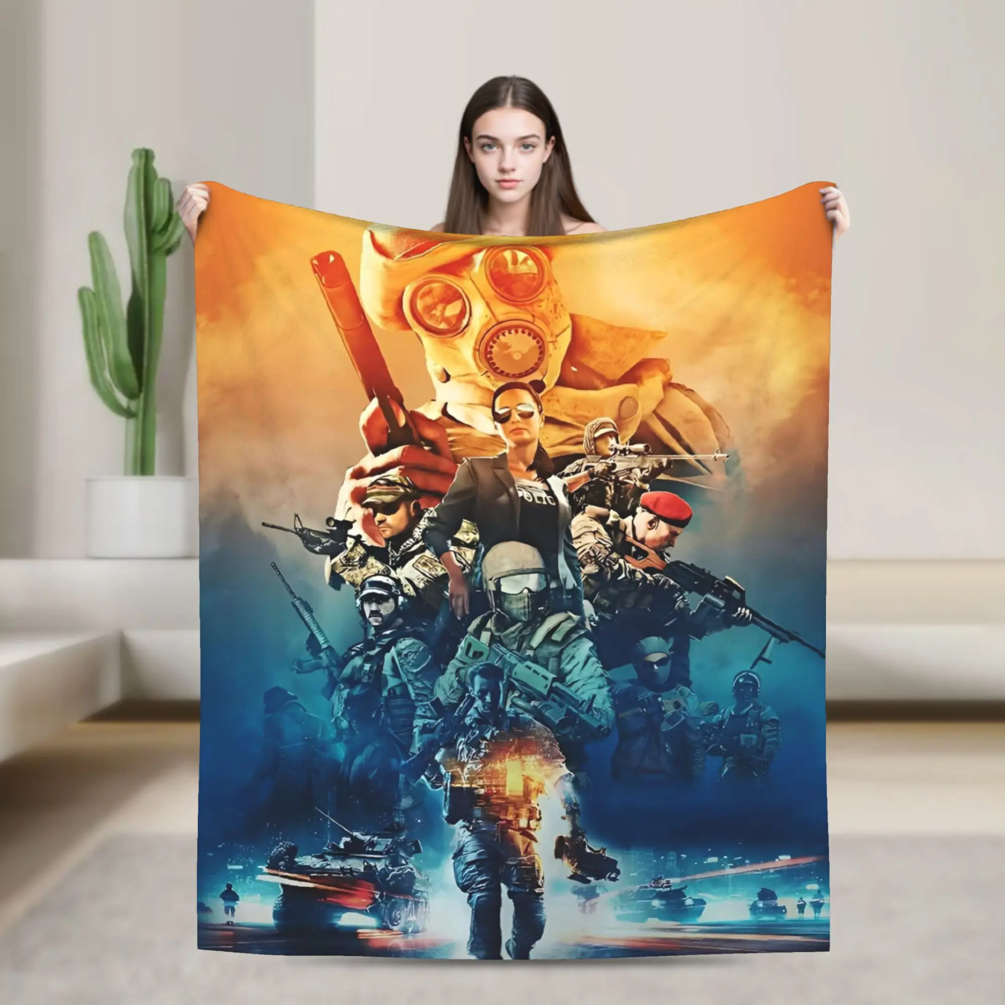 Manta de franela de juego Battlefield 2042, manta suave y cálida para sofá cama, colcha estampada de viaje, funda para sofá cama