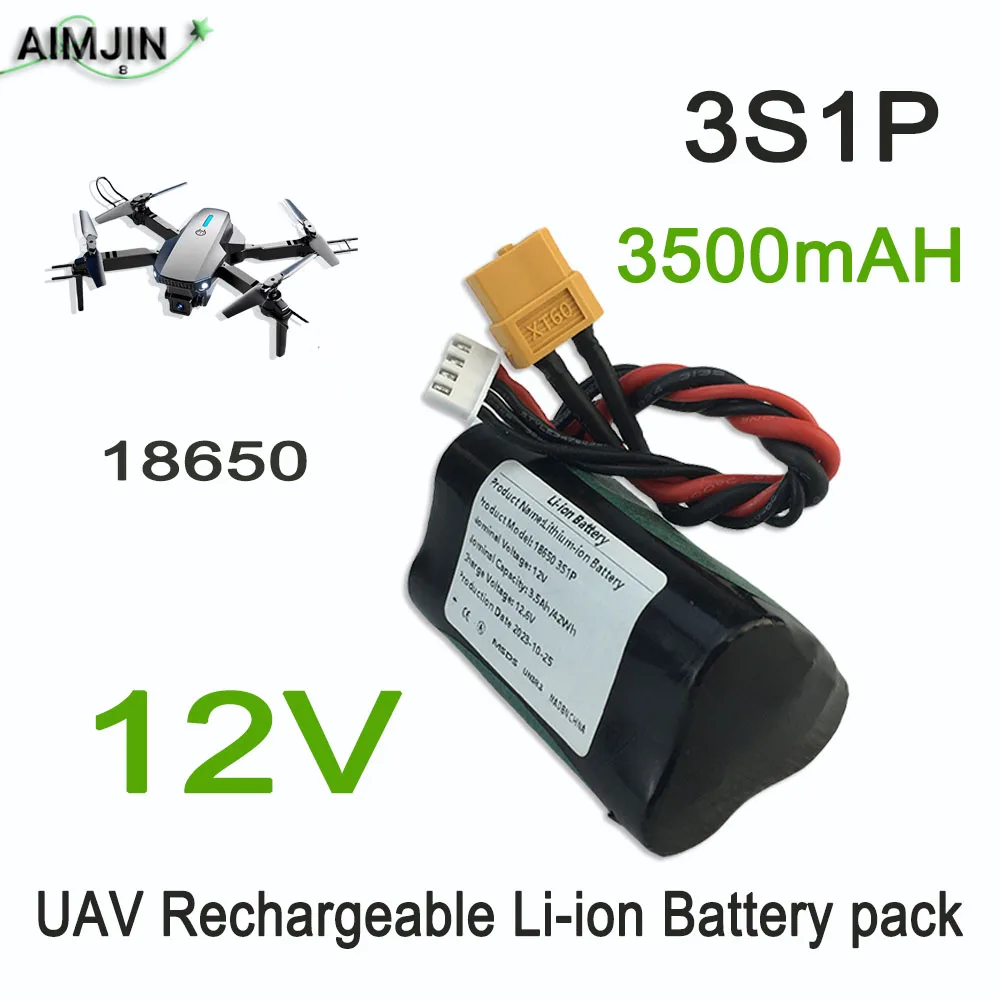 

3S1P 12V 3.5Ah 12.6V High Capacity UAV Rechargeable Li-ion Battery For Various RC Airplane Quadrotor XH2.54-4P XT60