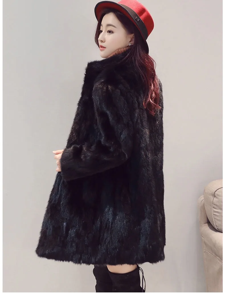 Hot Sales Women Natural Mink Fur Jacket New Autumn Winter Real Mink Fur Coat Mid-length Style High Quality Genuine Fur Clothing