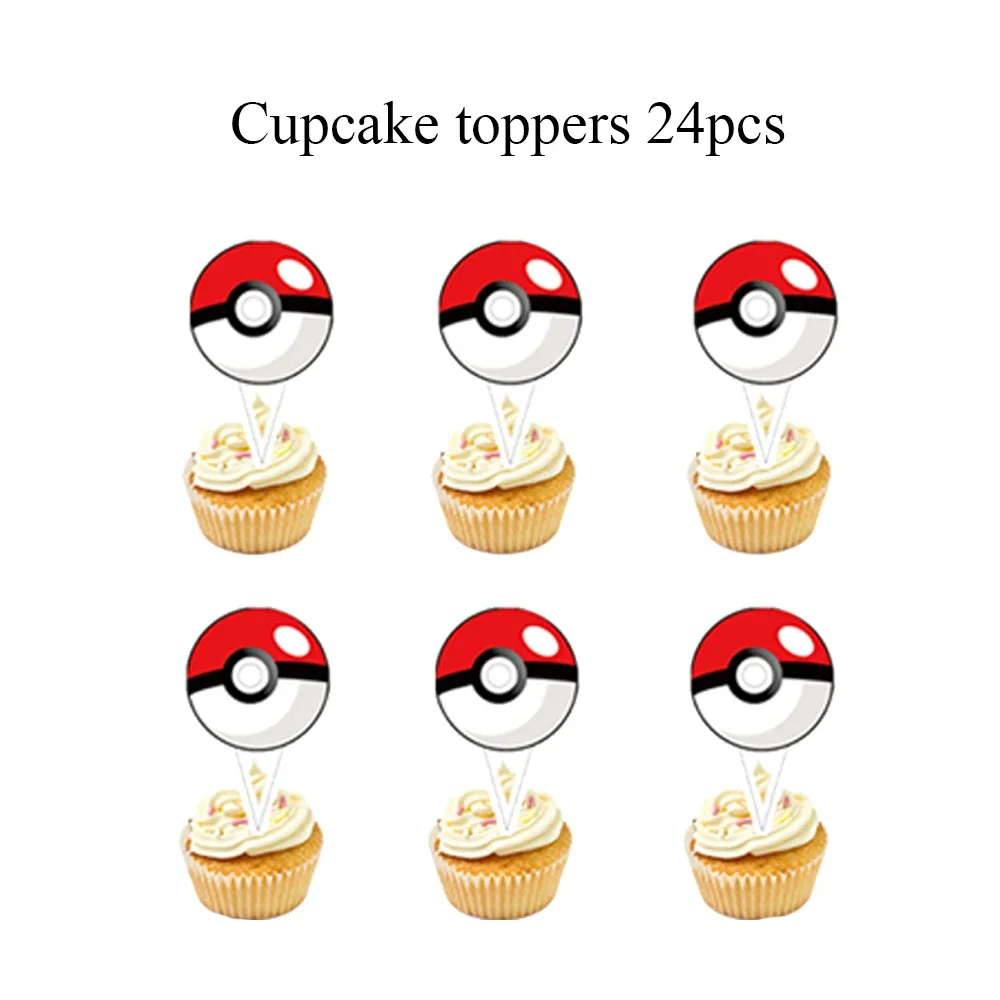 Pokemon Cupcake Happy Birthday Acrylic Party Decor Pikachu Cake Decor Flag Baby Shower Baking DIY Supplies Kids Favors Discount