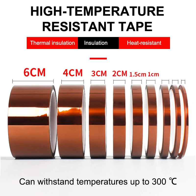 33m Long Gold Finger High Temperature Resistant Tape Heat Tape Polyimide Adhesive Insulation Tape 3D Printing Board Protection