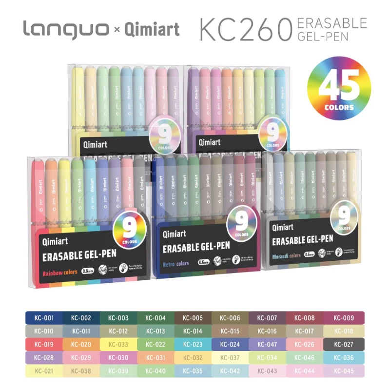 LANGUO 9 Farben löschbarer Gelstift 0,6 mm Multi-Serie, leicht zu löschen, zum Schreiben, für Schule, Bürobedarf, Schreibwaren, niedliches Bürozubehör – Detail 1