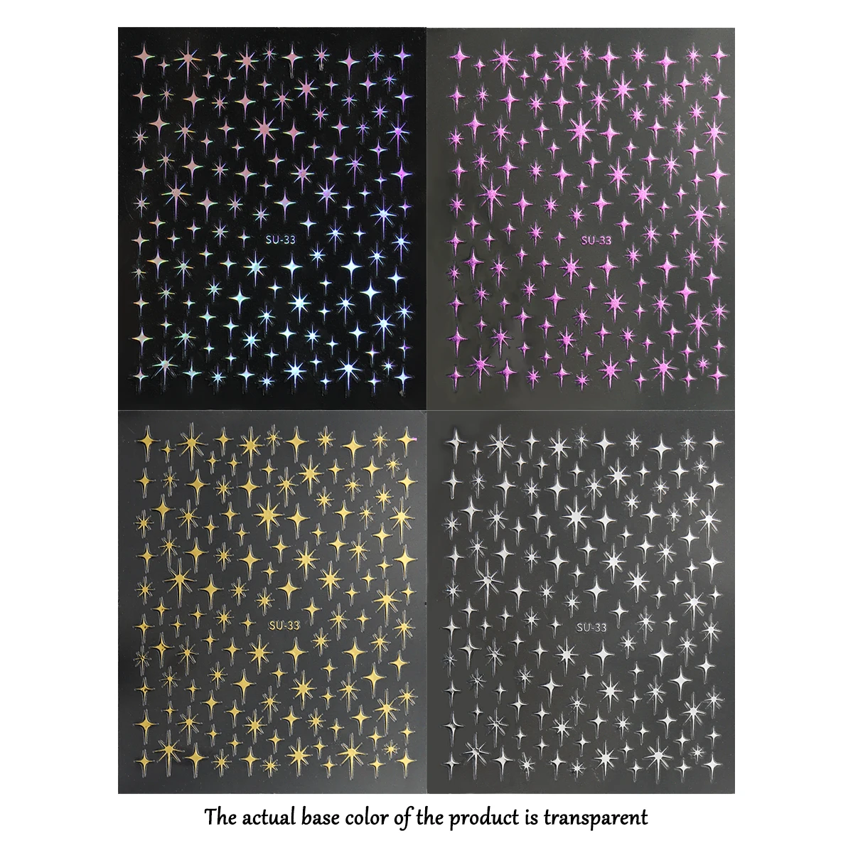 3D Metaal Zilver Sterrenlicht Nail Art Stickers Glanzende 3D Laser Ster Nail Decals 8*10 cm Zelfklevende Sterrenlichten Nagelbenodigdheden