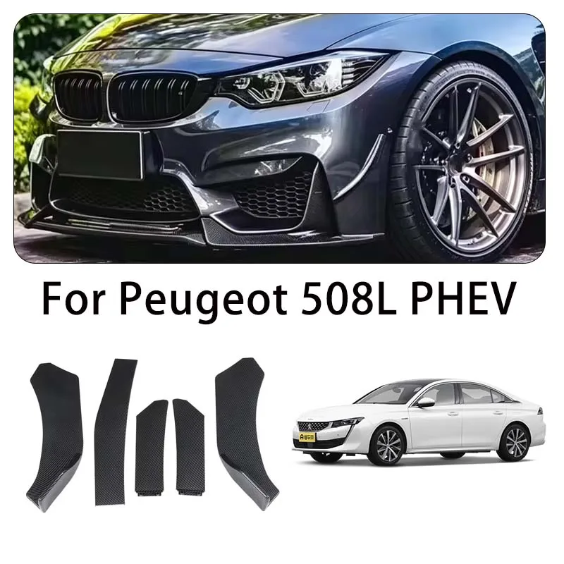 For Peugeot 508L PHEV body kits 5-Segment Adjustable Front Bumper Lip Splitter Body Kit