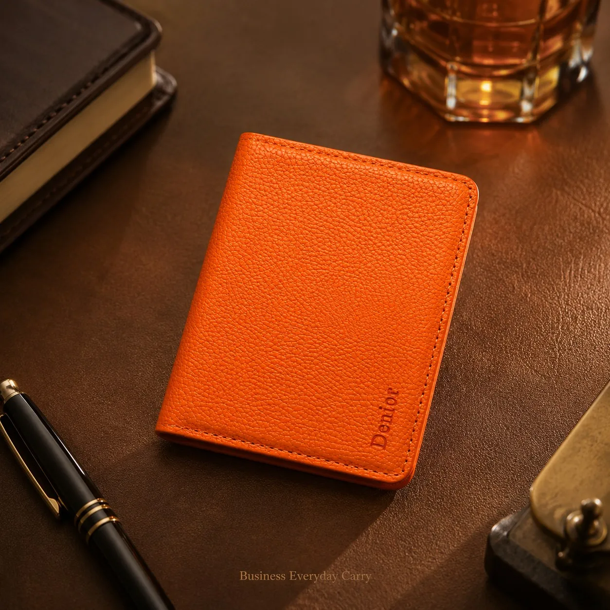 Denior Magnetic Minimalist Card Holder Men's Wallet Pebbled Faux Leather Secure RFID Wallet With Two Card Slots And Cash Pocket