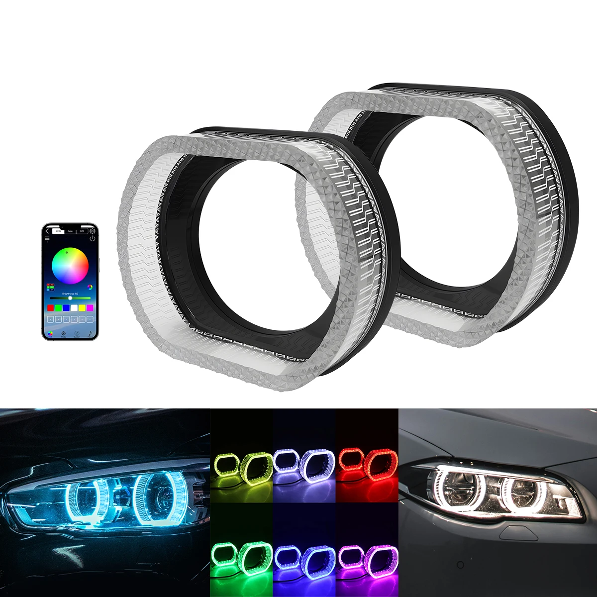 

For 12V Vehicles APP Control RGB Headlight App Controlled Led Headlights Led Light Accessory Mobile App Control