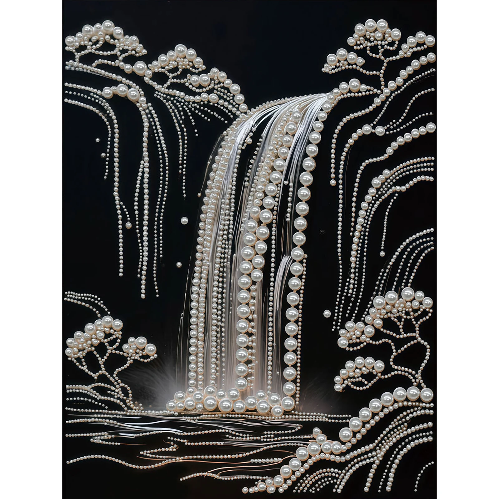 

Pearl DIY Gem Diamond Art Painting Kits Jellyfish/Waterfall Diamond Dots Paintings Picture Arts Craft with Frame for Home Decor