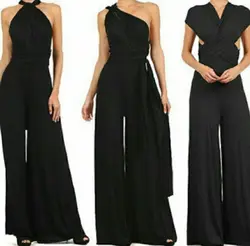Kadın tulumlar tulum kolsuz V Nec düz renk geniş bacak pantolon ofis Lady Casual düz Slim Fit seksi Backless 2023