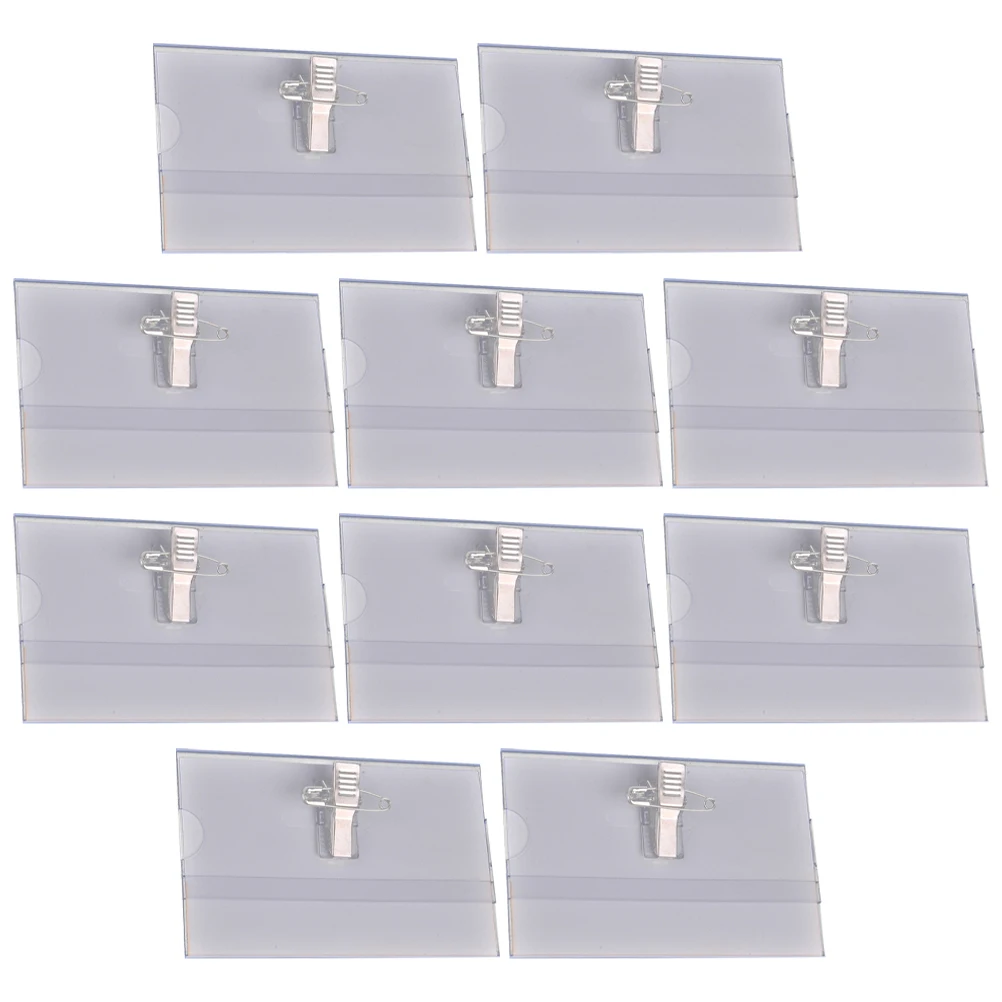 50pcs PVC Transparent Card Holders Lightweight Name Tag Clips for ID Badges Staff Nurses Office Use Serrated Metal Pin