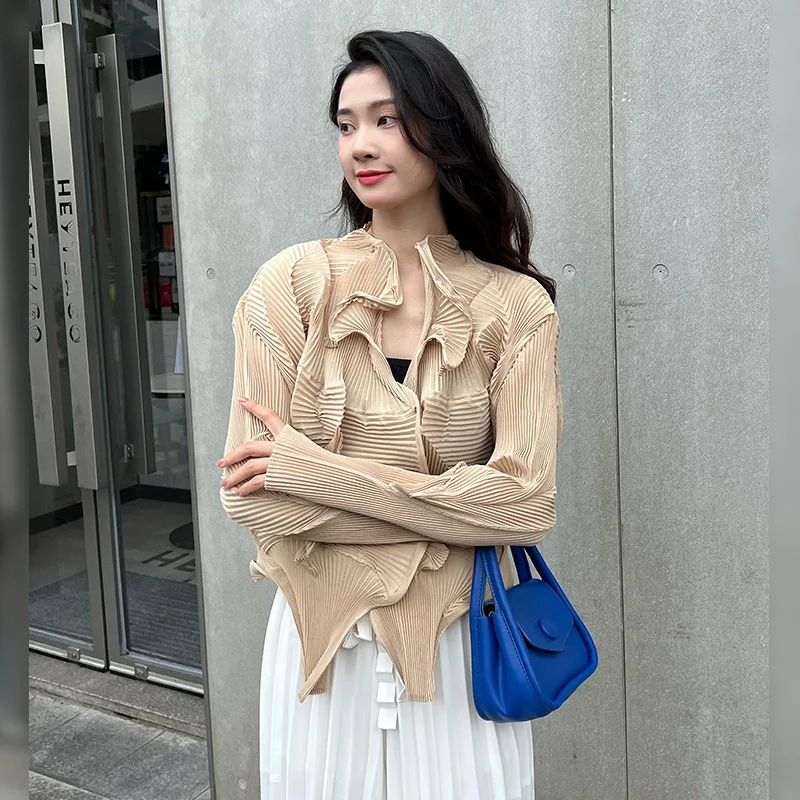 

Miyake Pleated Top Women's 2025 Spring New Handmade Flower Buds Irregularly Twisted Casual Temperament Coat Women Jacket