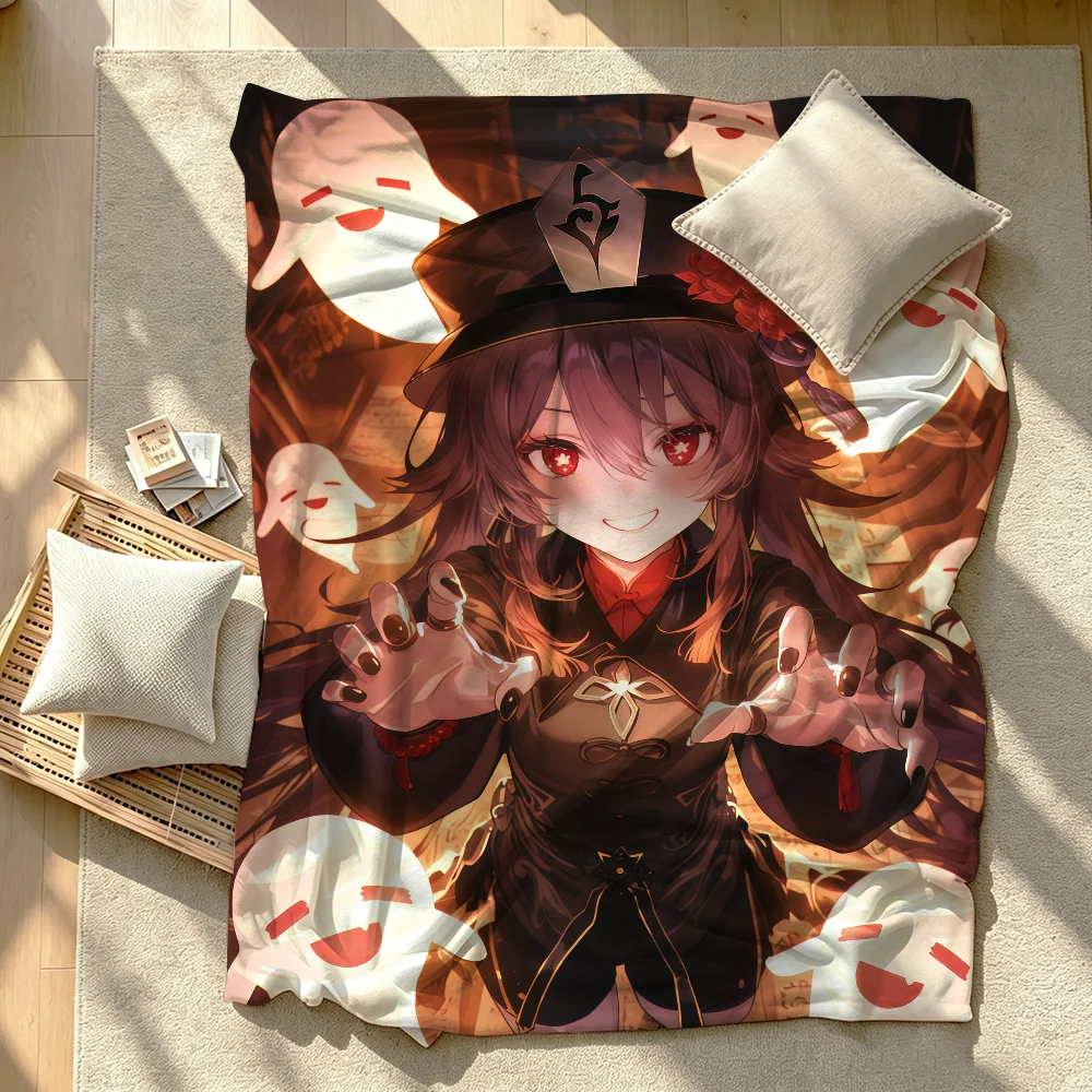 Genshin Impact HuTao Cool Blanket Soft Skin Friendly And Thick Suitable For Bedroom Living Room Bed Sofa Camping Office Gift