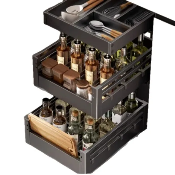 

Seasoning seasoning basket kitchen cabinet double drawer type small size aluminum alloy bowl
