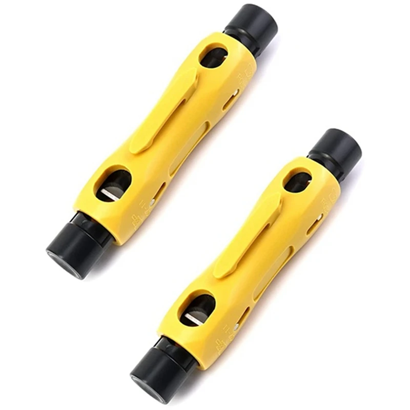 2-Pack Yellow Double-Ended Coax Strippers Coax Stripper Wire Cutter Coax Stripping Tool For RG7/11 And RG59/6/6Q