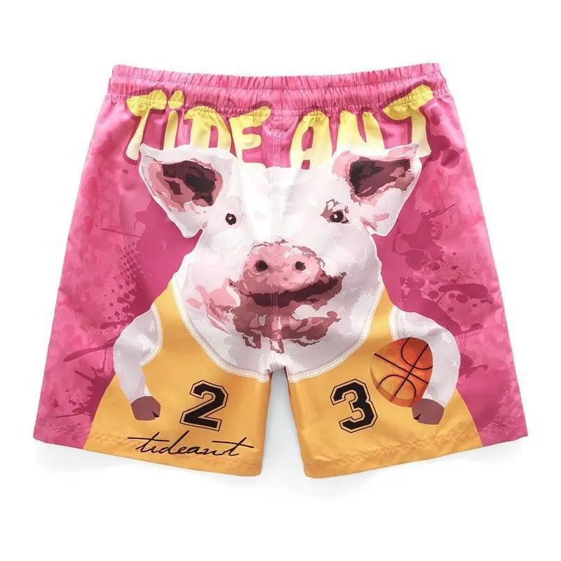 

3D printed casual beach pants mens summer loose cartoon sports shorts