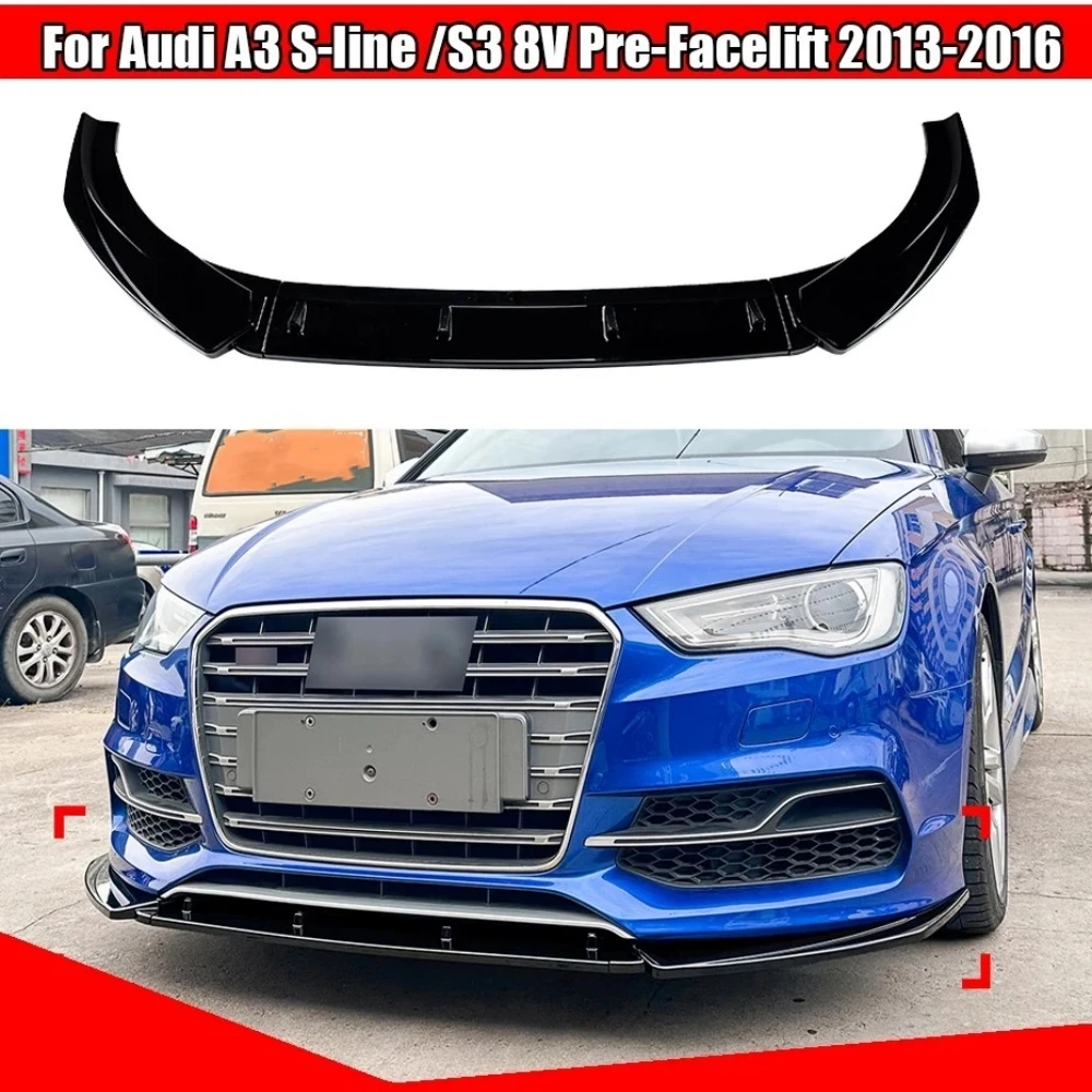

Glossy Black Car Front Bumper Splitter Spoiler Lip For Audi A3 S3 S-Line 8V 2013 2014 2015 2016 Diffuser Spoiler Bodykit