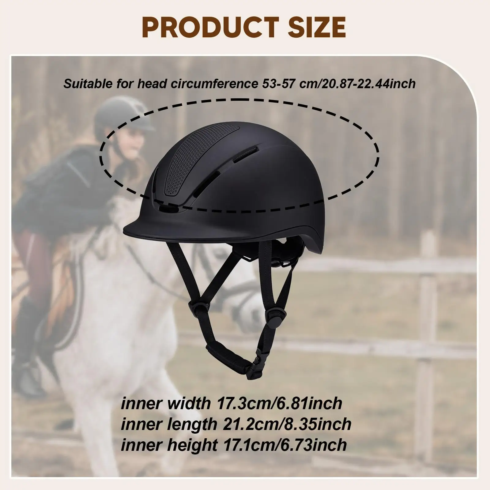 Equestrian Helmet for Horse Sport Adjustable Size Head Protection Breathable Cap for Road Bike Adventure