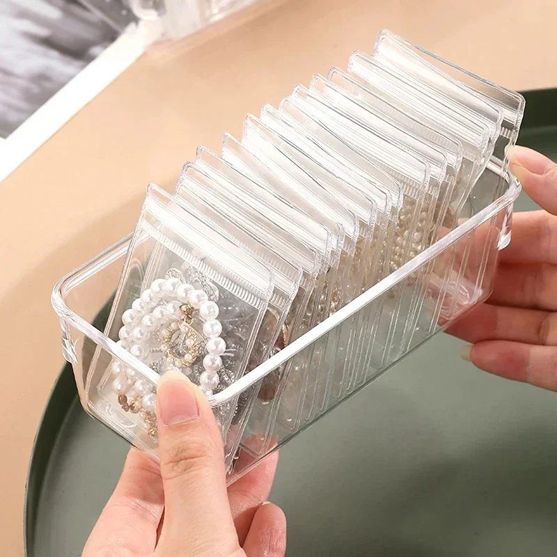 

Jewelry Storage Sealed Bag Transparent Anti-oxidation Sorting Bags Earrings Necklace Rings Desktop Storage Box Drawer Organizer