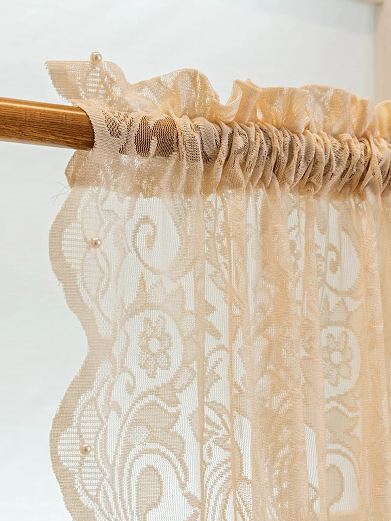 Fenstervorhang für Wohnzimmer, 1 Stück, ländliche romantische Schattierung, Spitze, Perlen-Bildschirmvorhang, Schlafzimmer