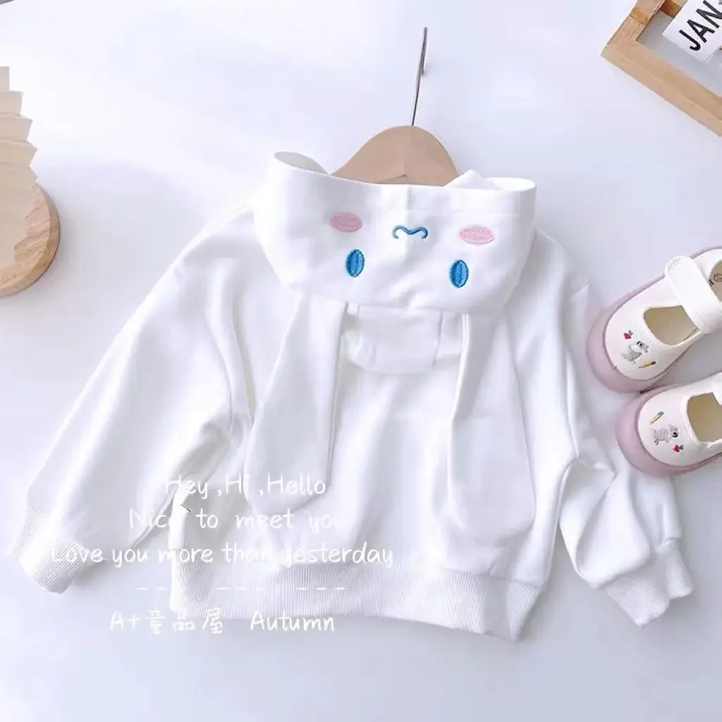 Anime Sanrioed Kuromi My Melody Cinnamoroll Child Hooded Sweatshirt Fall Cute Zipper Long Sleeve Warm Coat Tops Cartoon Printed