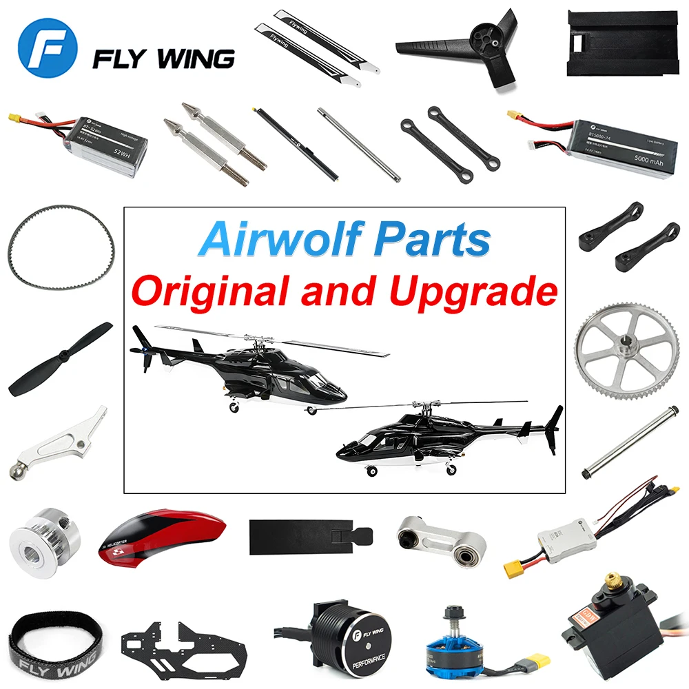 Fly Wing Airwolf RC Helicopter Parts Drone Accessories Original Factory Installed Plate Tail Blade Main Blade Motor Servo ESC