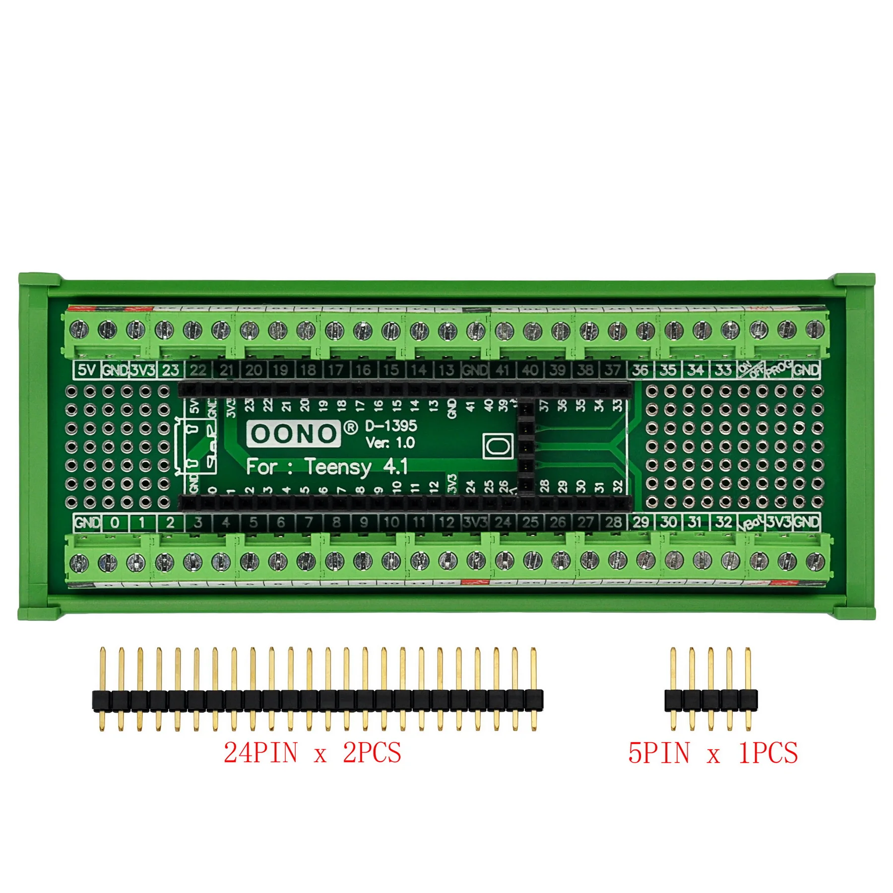 Terminal Block Breakout Board Module for Teensy 4.1, DIN Rail Mount Version