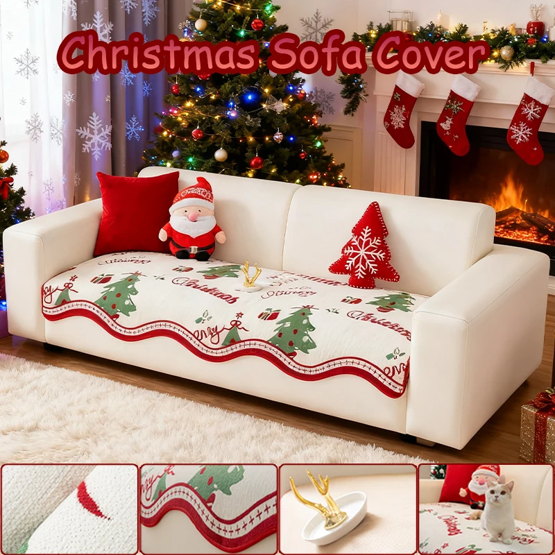 

Winter Christmas Chenille Sofa Cushion Universal Anti-Slip Pet Friendly Anti-Dirt Couch Cover for Living Room Home Decor 쇼파 패드
