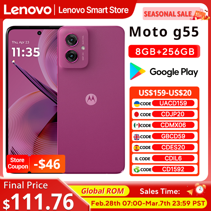  Motorola MOTO G55 Smartphone Original Global ROM 6.5-inch 120Hz Display 256GB MediaTek Dimensity 7025 50MP Cellphone 