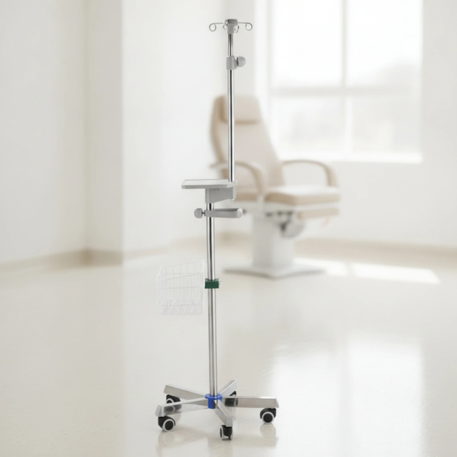 IV Stand with Wheels Stainless Steel Rolling IV Stand Stable Portable for Nurses, Hospitals, Home Care