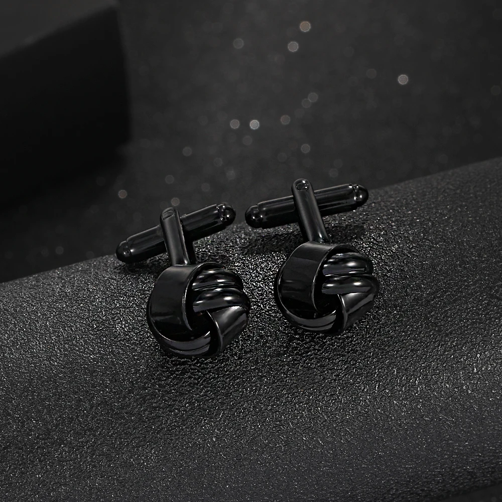 Herren Knoten Manschetten knöpfe Pistole schwarz vergoldet versilbert Edelsteine für Hemd Anzug Smoking Bluse Accessoires Schmuck – Detail 2