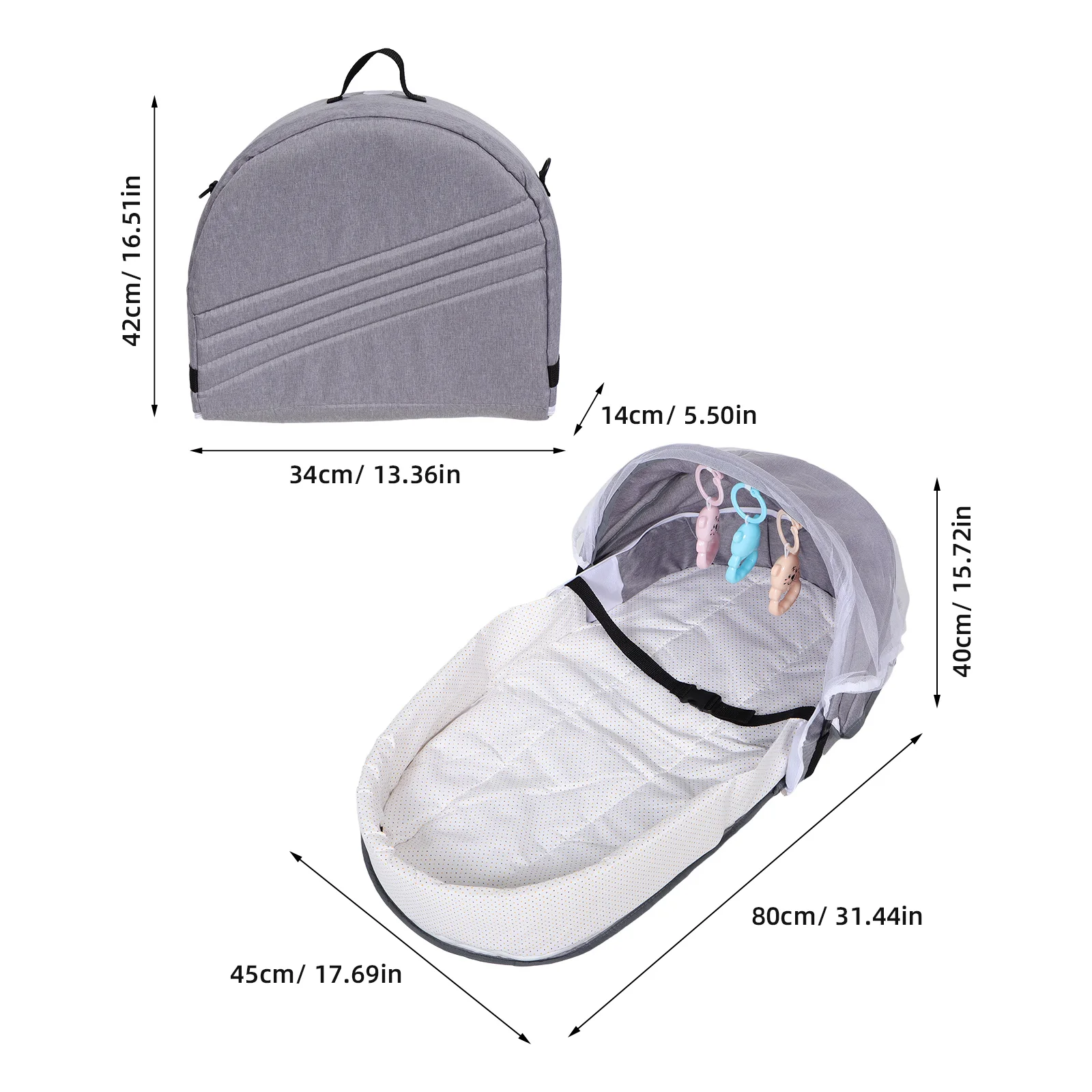 Cama de isolamento biônico para bebês, portátil, dobrável, rede de malha respirável, espreguiçadeira de viagem, lavável, cama de dormir infantil