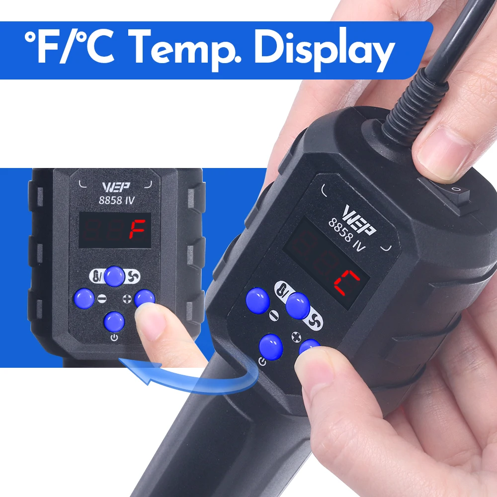 WEP Portable Hot Air Gun 700W Desoldering Station Digital Adjustable Temperature For SMD PCB Repair Tool, Local Fast Delivery