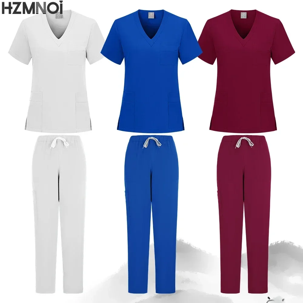 Hot Sale Nurse Scrubs Set Women Anti Wrinkle Washable Soft Hospital Uniform Medical Scrubs Women Scrubs Sets Medical Accessories