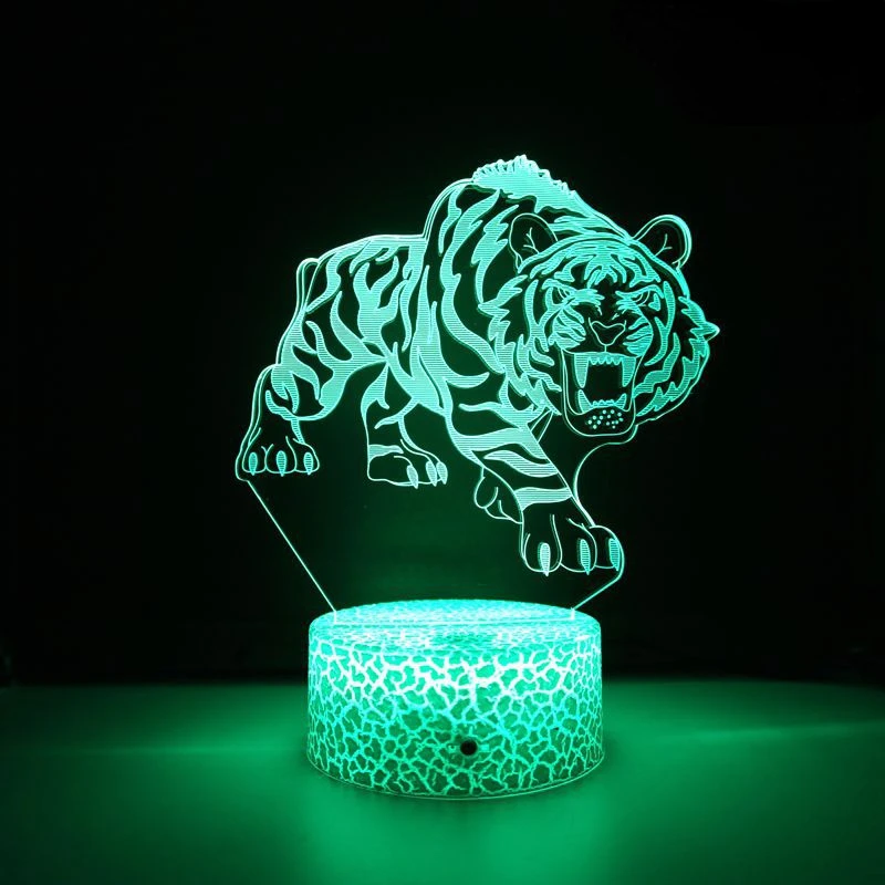 Animal 3D Lamp Bear Monkey Lion Tiger Night Light for Children Room Decor Remote Control Bedside Small Table Lamp Gift for Kids