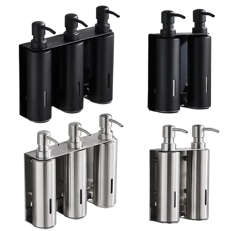 

Manual Soap Dispenser Stainless Steel Bathroom Wall Hanging Shower Shampoo Gel Dispenser