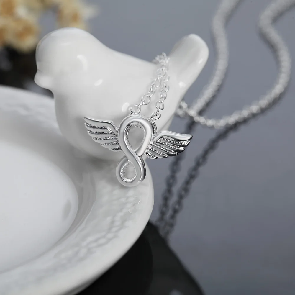 925 Pure Silver Star Fashion Jewelry Wedding Party Halloween Boutique Accessories Simple Angel Wings Women's Necklace Gift