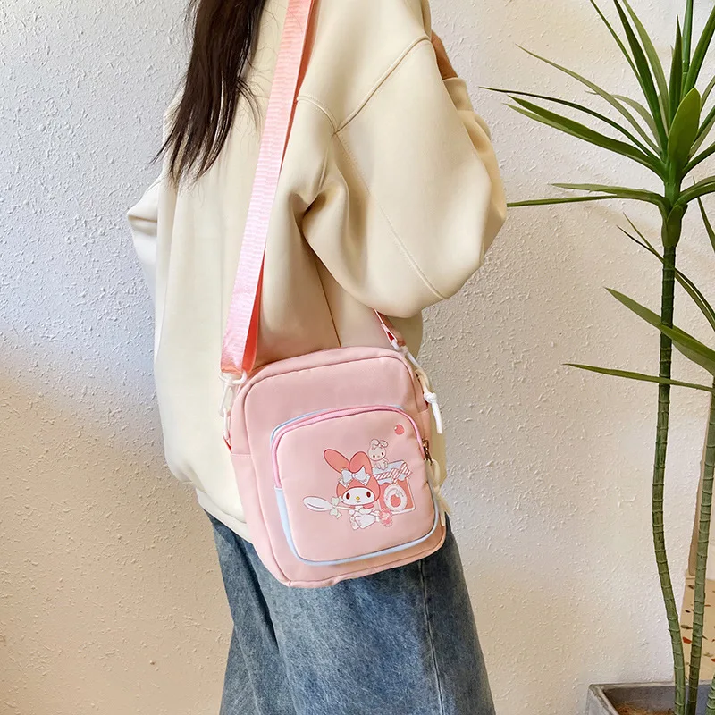 Petit sac carré mignon pour femmes et filles japonaises, sac à bandoulière polyvalent, rangement portable, imprimé de dessin animé, petit sac à dos à une épaule