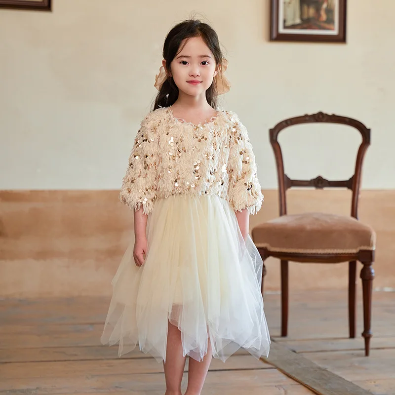 Kid New Girls 2024 Elegant Princess Dresses Luxury Prom Festive Dress For From 2 To 7 Years Baby One Piece Clothes Kids Outfits