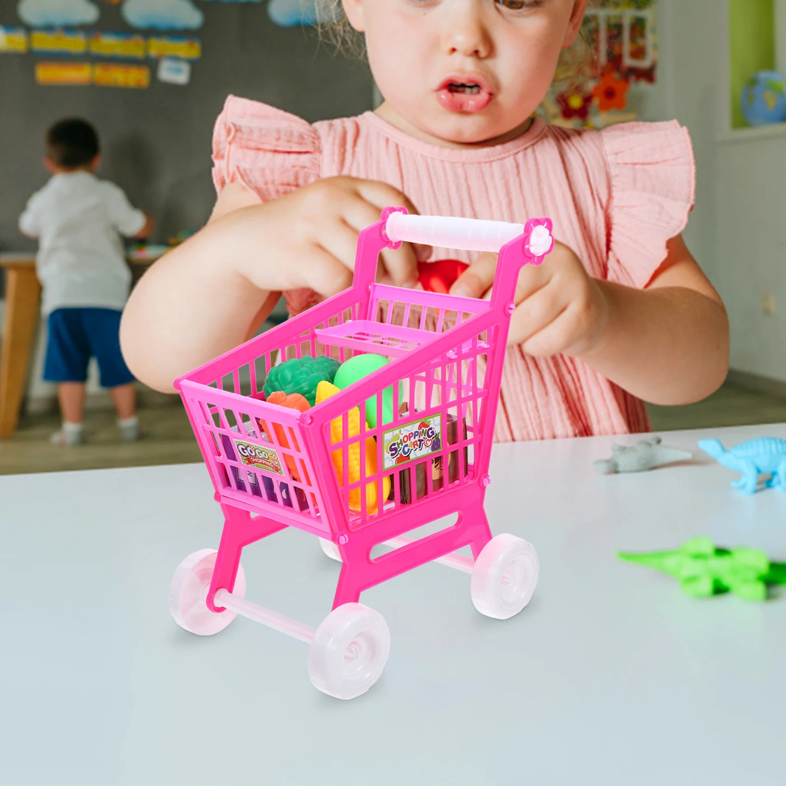 Mini panier de courses pour enfants, 1 pièce, chariot de supermarché de Simulation pour enfants, support de rangement, aide éducative de l'indépendance
