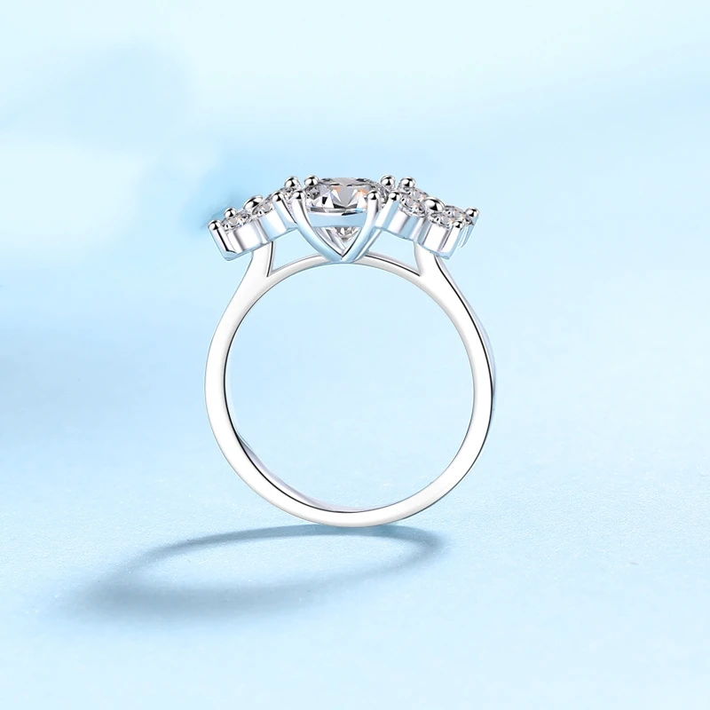 Women Wedding Band 18K White Gold Engagement Rings 1CT VVS D Color Moissanite Diamond PT950 Platinum Girl Friend Valentine's Day