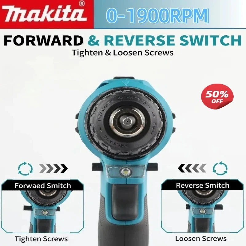 마키타 18V 배터리 DDF487 컴팩트 무선 해머 드릴 가변 속도 전동 공구 충전식 브러시리스 드릴